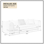 Divano imbottito a 3 posti, divano a due posti multicolore con cuscini