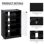 Mobiletto porta TV a 5 ripiani con ripiani regolabili su 3 livelli, ante in vetro temperato e gestione dei cavi, nero anticato