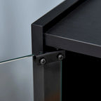 Mobiletto porta TV a 5 ripiani con ripiani regolabili su 3 livelli, ante in vetro temperato e gestione dei cavi, nero anticato