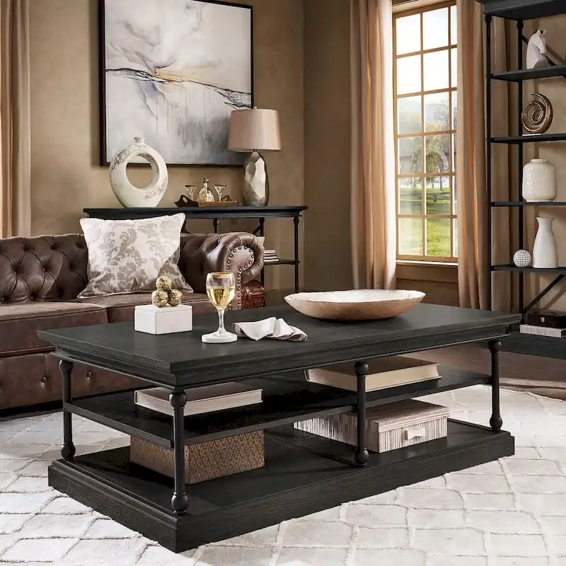 Barnstone Cornice Rectangle Storage Shelf Coffee Table by iNSPIRE Q Artisan