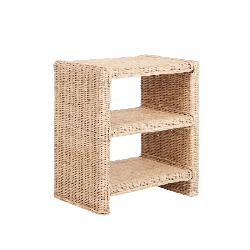 Tavolino Spiroa 22 Coastal Bohemian Rattan/Wood a 3 ripiani, naturale, di JONATHAN Y - 22.04