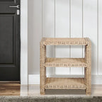 Tavolino Spiroa 22 Coastal Bohemian Rattan/Wood a 3 ripiani, naturale, di JONATHAN Y - 22.04