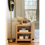 Tavolino Spiroa 22 Coastal Bohemian Rattan/Wood a 3 ripiani, naturale, di JONATHAN Y - 22.04