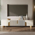 78.7 Media Console with 3 Drawers, white Color, Sintered Stone Table-top - 78.74