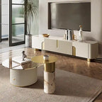 78.7 Mobiletto porta TV con 3 cassetti, colore bianco, piano in pietra sinterizzata - 78.74