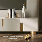 78.7 Mobiletto porta TV con 3 cassetti, colore bianco, piano in pietra sinterizzata - 78.74