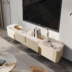 78.7 Mobiletto porta TV con 3 cassetti, colore bianco, piano in pietra sinterizzata - 78.74