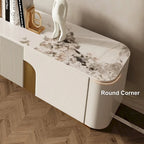 78.7 Mobiletto porta TV con 3 cassetti, colore bianco, piano in pietra sinterizzata - 78.74