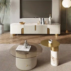 78.7 Mobiletto porta TV con 3 cassetti, colore bianco, piano in pietra sinterizzata - 78.74