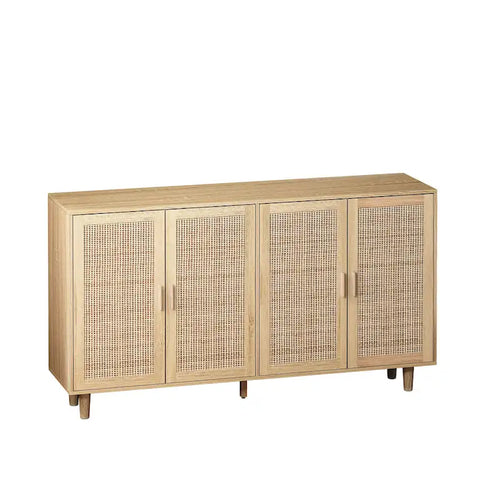 Mobiletto decorativo in rattan a 4 ante - 62,2 L x 15,75 P x 34,25 A
