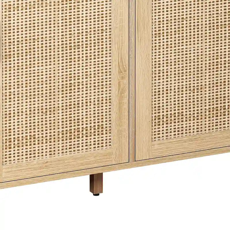 Mobiletto decorativo in rattan a 4 ante - 62,2 L x 15,75 P x 34,25 A