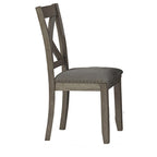 Set da pranzo da 7 pezzi, sedie con schienale a traliccio, legno grigio scuro, poliestere