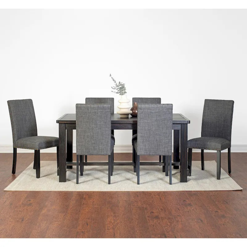 Set da pranzo contemporaneo Muzzi di Roundhill Furniture, composto da 7 pezzi, tavolo da pranzo con 6 sedie eleganti