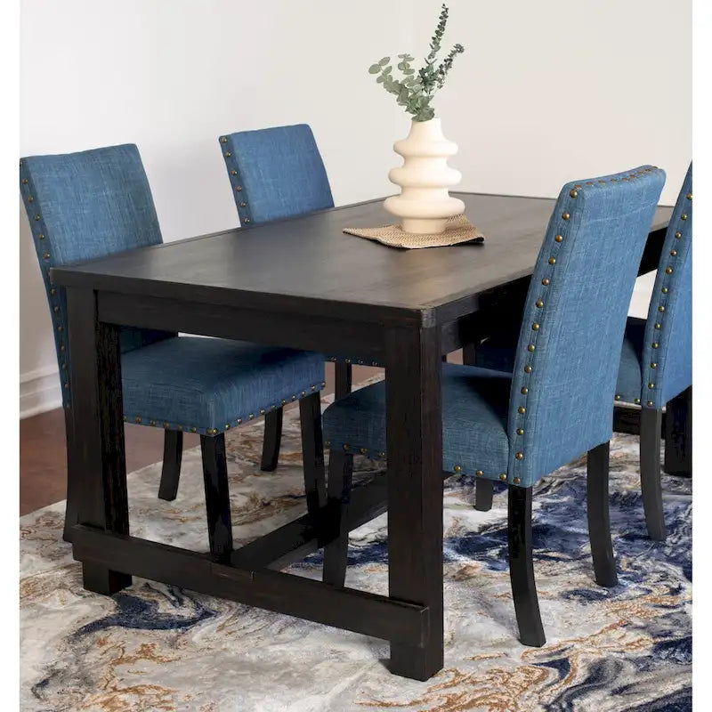 Set da pranzo contemporaneo Muzzi di Roundhill Furniture, composto da 7 pezzi, tavolo da pranzo con 6 sedie eleganti