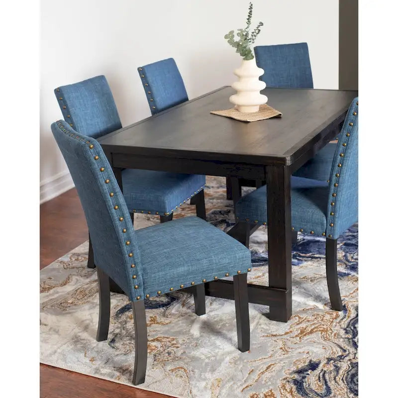 Set da pranzo contemporaneo Muzzi di Roundhill Furniture, composto da 7 pezzi, tavolo da pranzo con 6 sedie eleganti