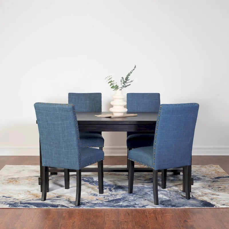 Set da pranzo contemporaneo Muzzi di Roundhill Furniture, composto da 7 pezzi, tavolo da pranzo con 6 sedie eleganti