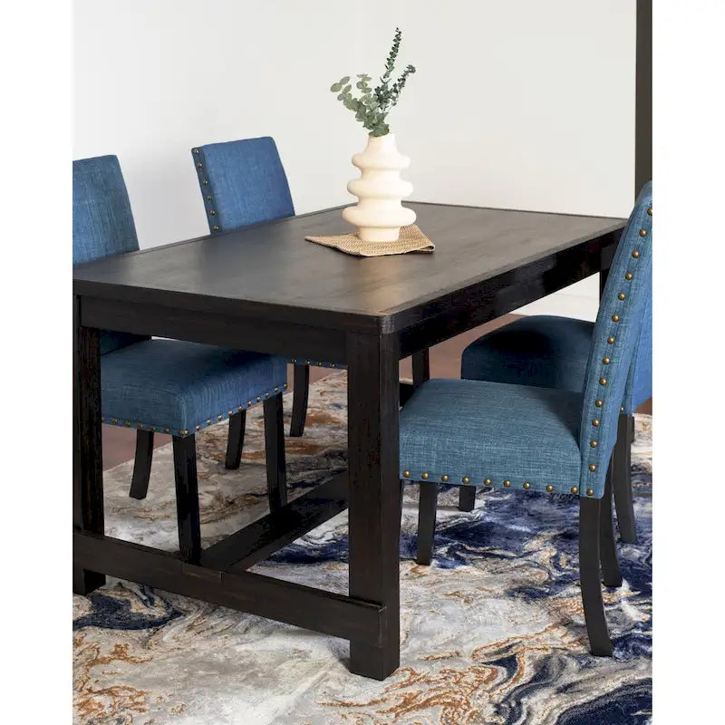 Set da pranzo contemporaneo Muzzi di Roundhill Furniture, composto da 7 pezzi, tavolo da pranzo con 6 sedie eleganti