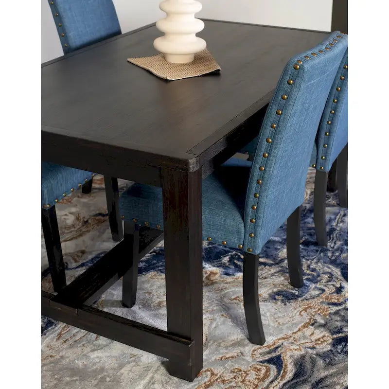 Set da pranzo contemporaneo Muzzi di Roundhill Furniture, composto da 7 pezzi, tavolo da pranzo con 6 sedie eleganti