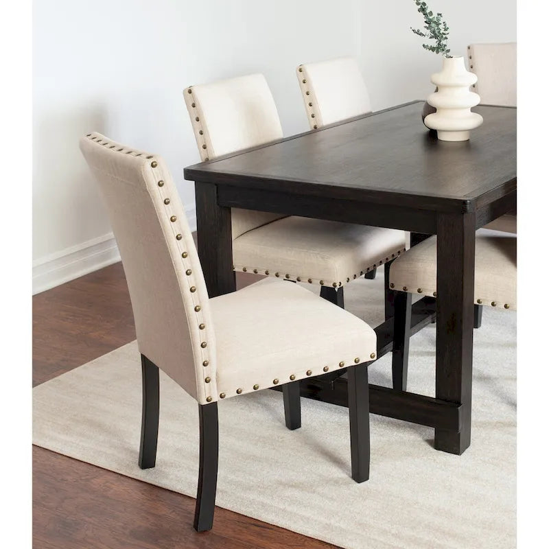 Set da pranzo contemporaneo Muzzi di Roundhill Furniture, composto da 7 pezzi, tavolo da pranzo con 6 sedie eleganti