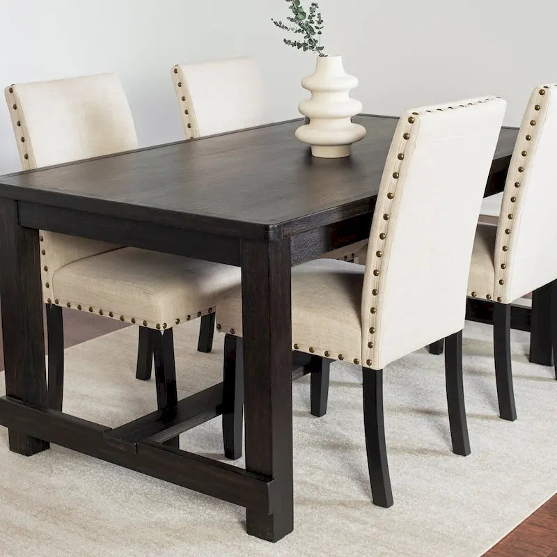 Set da pranzo contemporaneo Muzzi di Roundhill Furniture, composto da 7 pezzi, tavolo da pranzo con 6 sedie eleganti