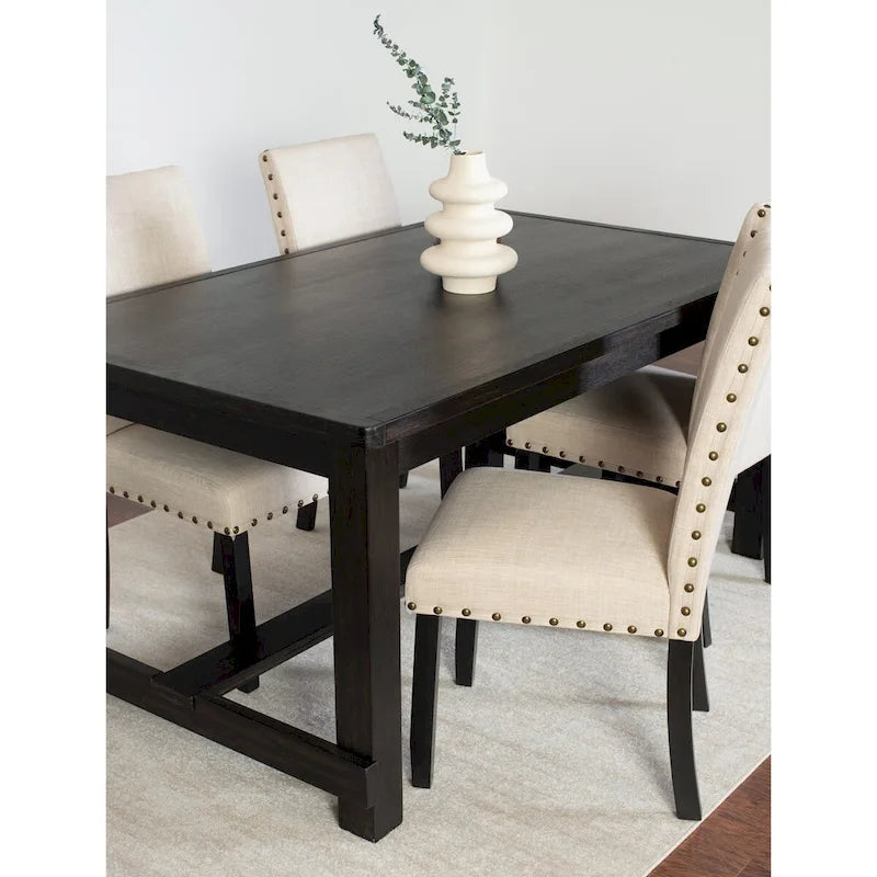 Set da pranzo contemporaneo Muzzi di Roundhill Furniture, composto da 7 pezzi, tavolo da pranzo con 6 sedie eleganti