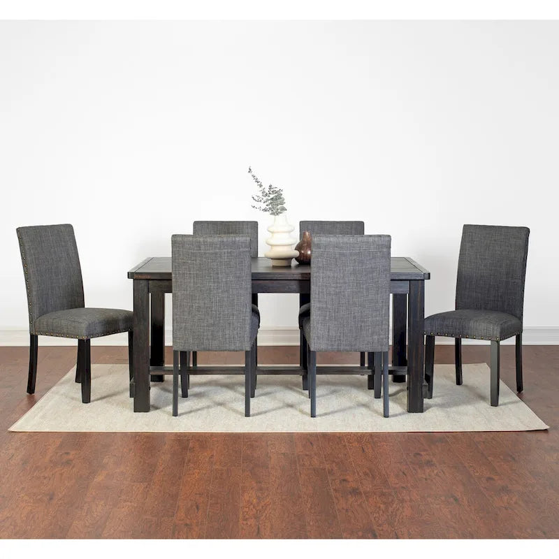 Set da pranzo contemporaneo Muzzi di Roundhill Furniture, composto da 7 pezzi, tavolo da pranzo con 6 sedie eleganti