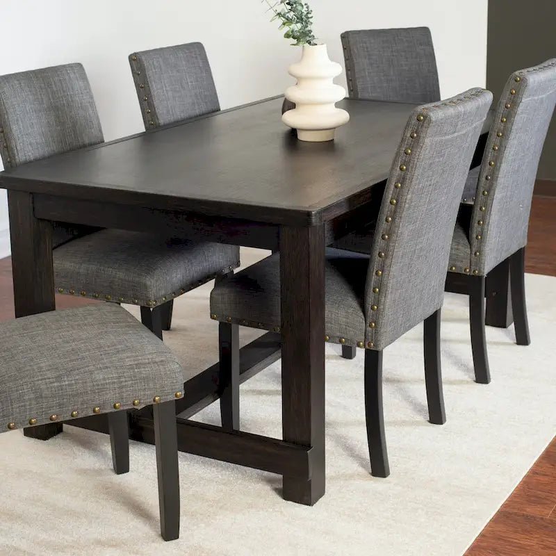 Set da pranzo contemporaneo Muzzi di Roundhill Furniture, composto da 7 pezzi, tavolo da pranzo con 6 sedie eleganti