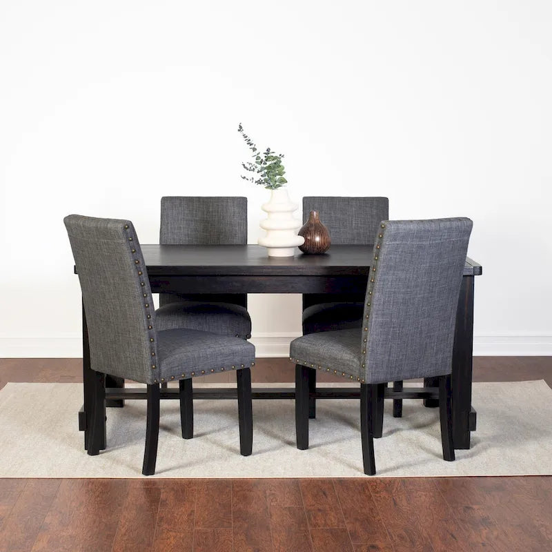 Set da pranzo contemporaneo Muzzi di Roundhill Furniture, composto da 7 pezzi, tavolo da pranzo con 6 sedie eleganti