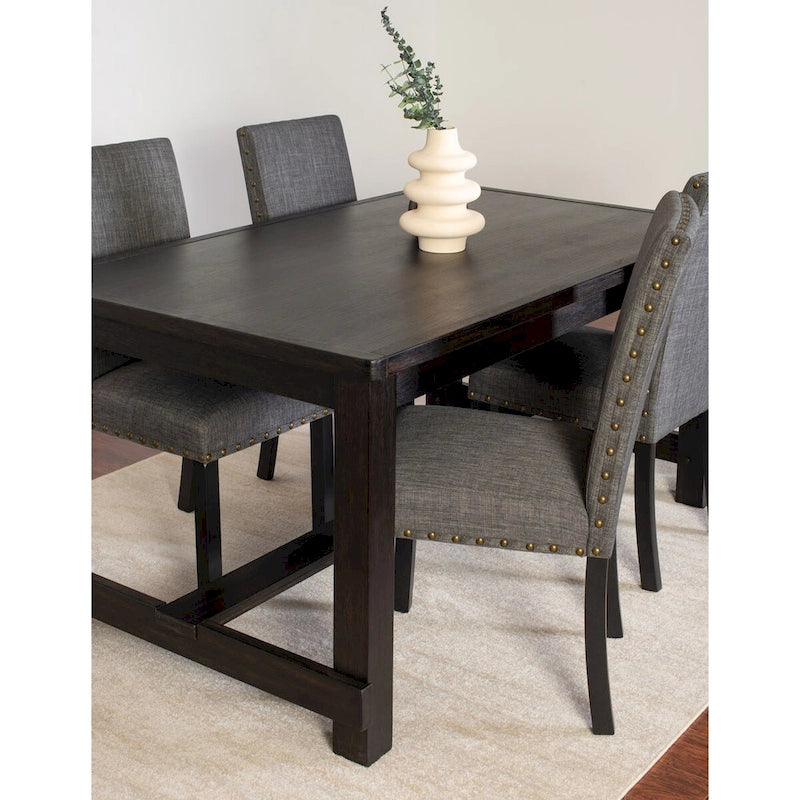 Set da pranzo contemporaneo Muzzi di Roundhill Furniture, composto da 7 pezzi, tavolo da pranzo con 6 sedie eleganti