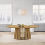 Tavolo da pranzo ovale in legno massello Pasadena da 79 pollici con base a doghe