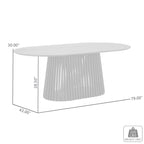 Tavolo da pranzo ovale in legno massello Pasadena da 79 pollici con base a doghe