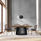 Tavolo da pranzo ovale in legno massello Pasadena da 79 pollici con base a doghe