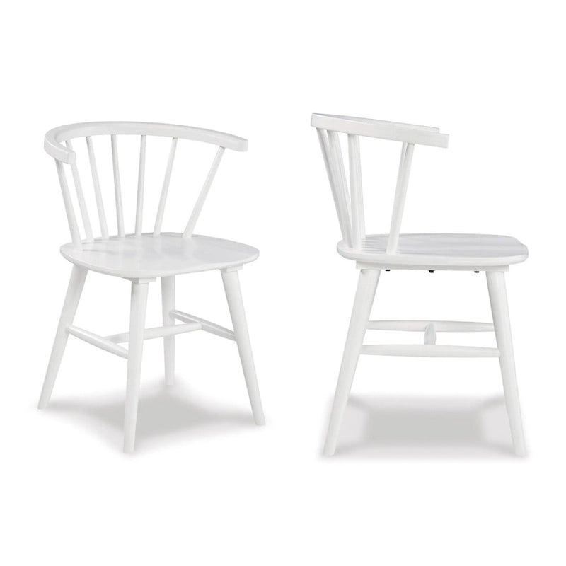 Set da pranzo Roundhill Alwynn in legno bianco e naturale da 7 pezzi, tavolo da pranzo con 6 sedie Windsor