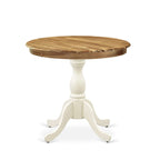 Tavolo da cucina antico e moderno East West Furniture - Tavolo da pranzo rotondo con base a piedistallo, bianco lino