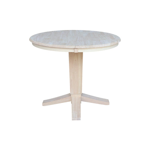 36 Solid Wood Round Top Pedestal Dining Table with 12 in Leaf