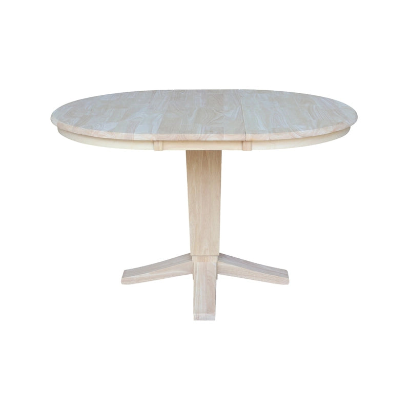 Tavolo da pranzo con piedistallo rotondo in legno massello da 36 pollici e asta da 12 pollici