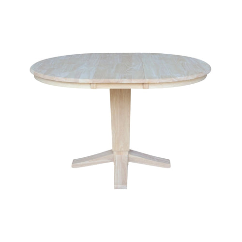 Tavolo da pranzo con piedistallo rotondo in legno massello da 36 pollici e asta da 12 pollici