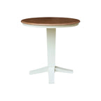 Tavolo da pranzo con piedistallo rotondo in legno massello da 36 pollici e asta da 12 pollici