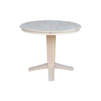 Tavolo da pranzo con piedistallo rotondo in legno massello da 36 pollici e asta da 12 pollici