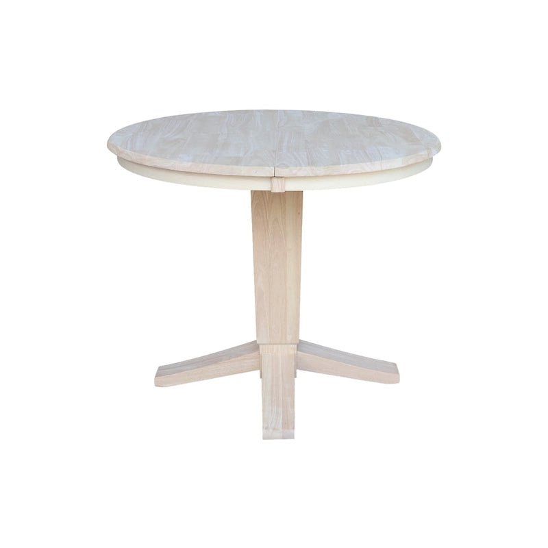 Tavolo da pranzo con piedistallo rotondo in legno massello da 36 pollici e asta da 12 pollici