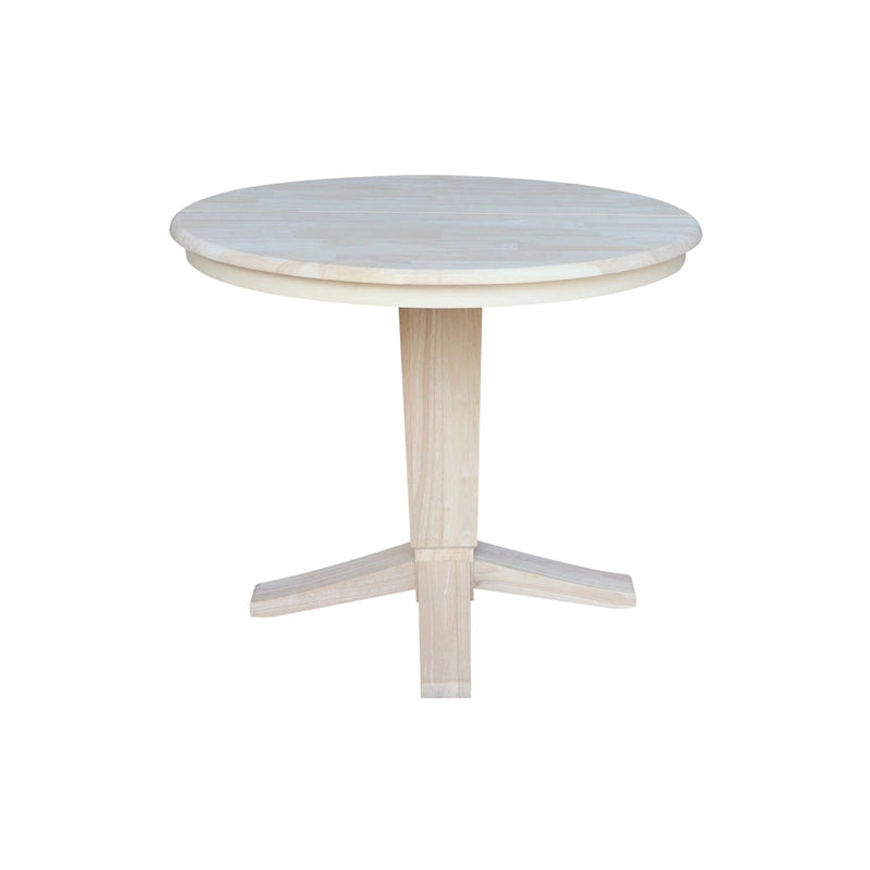 Tavolo da pranzo con piedistallo rotondo in legno massello da 36 pollici e asta da 12 pollici