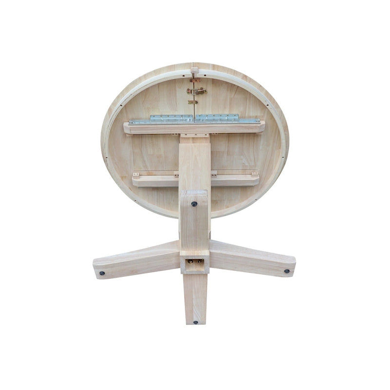 Tavolo da pranzo con piedistallo rotondo in legno massello da 36 pollici e asta da 12 pollici