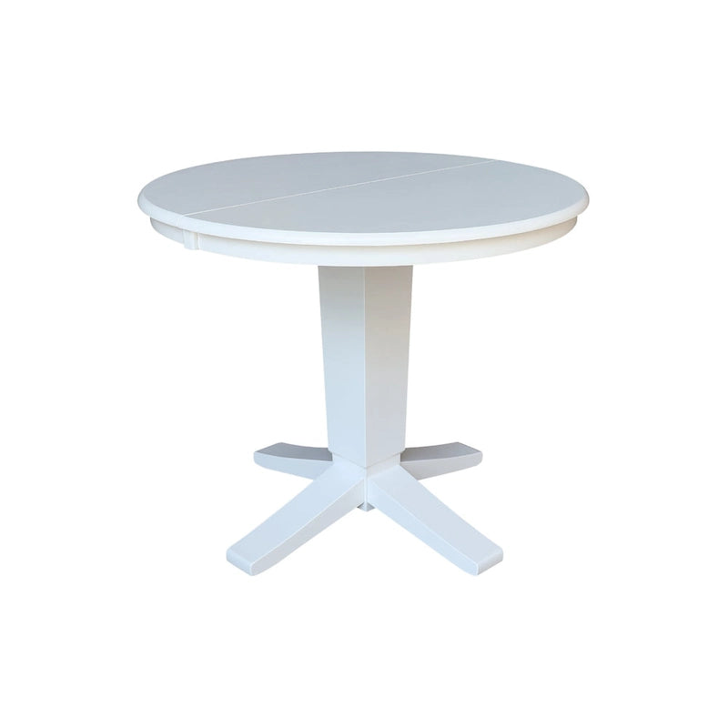 Tavolo da pranzo con piedistallo rotondo in legno massello da 36 pollici e asta da 12 pollici