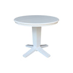 Tavolo da pranzo con piedistallo rotondo in legno massello da 36 pollici e asta da 12 pollici