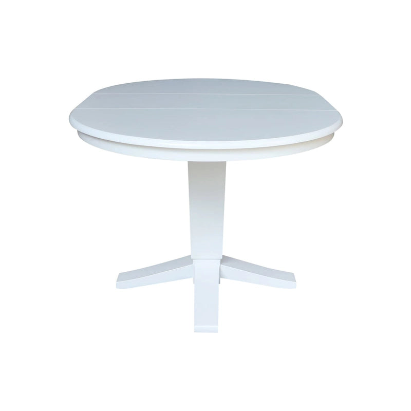 Tavolo da pranzo con piedistallo rotondo in legno massello da 36 pollici e asta da 12 pollici