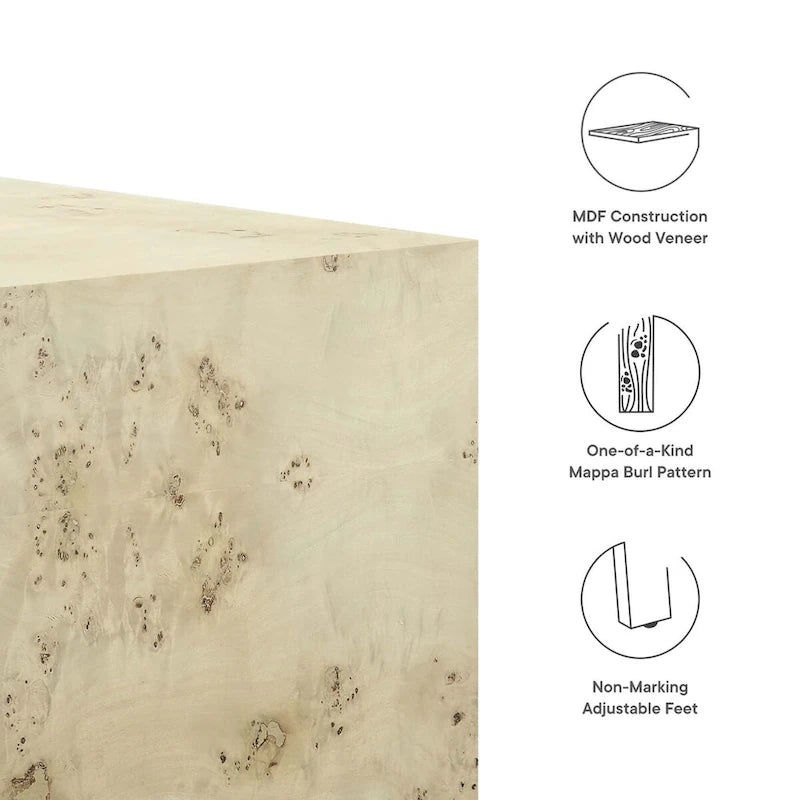 Tavolino da caffè quadrato Cosmos 36 in legno di radica - N/D