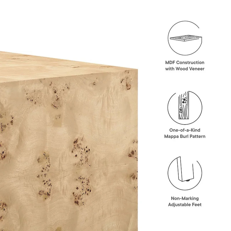 Tavolino da caffè quadrato Cosmos 36 in legno di radica - N/D