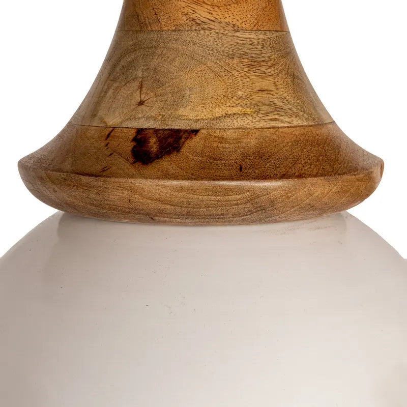 Tavolo rotondo con piedistallo in legno di mango e metallo,