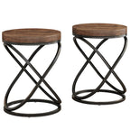 Tavolino rotondo con struttura in metallo per soggiorno (set di 2) - 2 pezzi