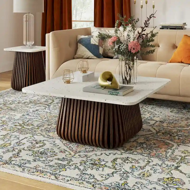 Tavolino da caffè quadrato in marmo Tera